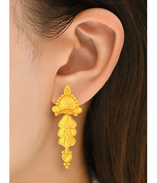 LUV FASHION Golden Jhumki Earrings ( Pack of 1 ) - Golden