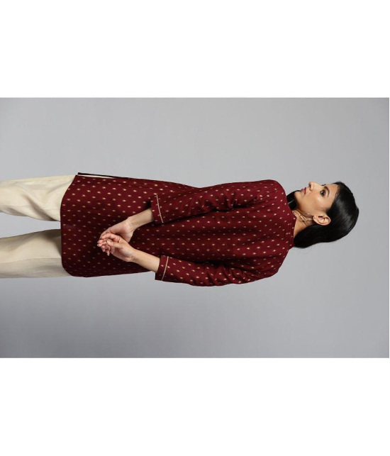 HIGHLIGHT FASHION EXPORT - Maroon Rayon Women''s Straight Kurti ( Pack of 1 ) - None