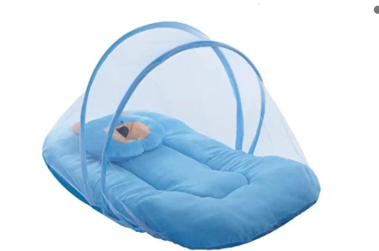 Mosquito Protector Comfy Baby Sleeping Mosquito Net Bed With Pillow and-Blue