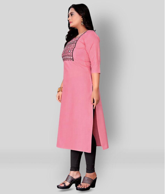 Rangrasiya - Pink Cotton Blend Women's Straight Kurti ( Pack of 1 ) - M