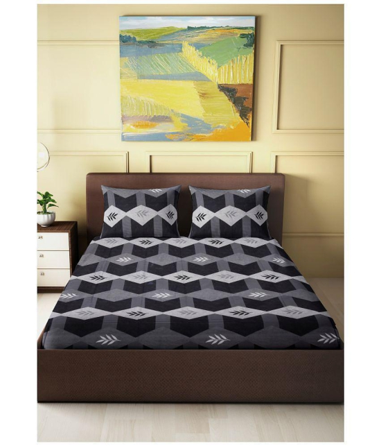 Abhikram - Gray Cotton Double Bedsheet with 2 Pillow Covers - Gray