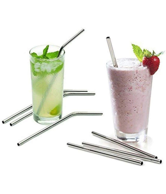 Rangwell Stainless Steel Silver Straws - Silver