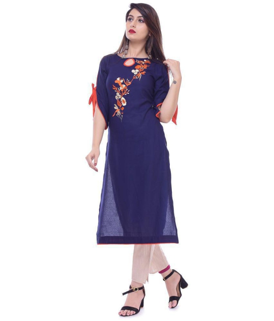 Maquien - Blue Rayon Women's Straight Kurti - 4XL