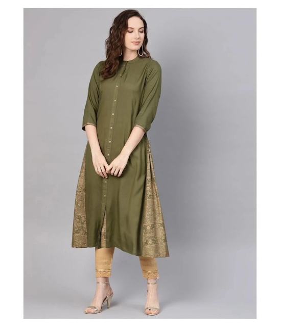 Juniper - Green Rayon Womens Flared Kurti ( Pack of 1 ) - L