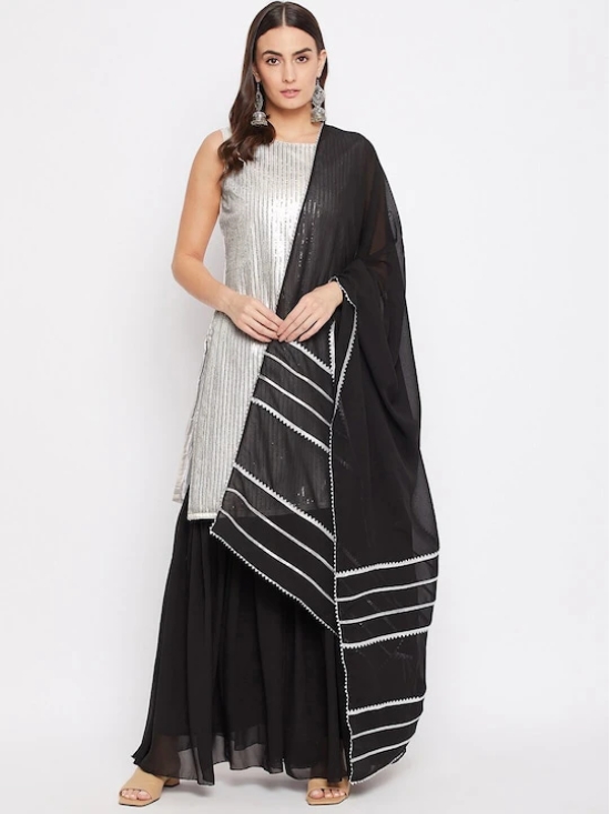 Black & Silver-Toned Dupatta with Gotta Patti