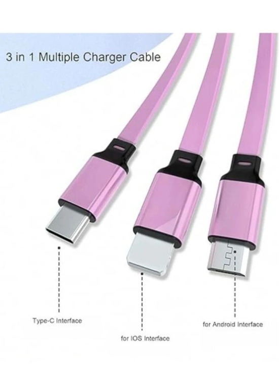 3-in-1 Cable 1.2 m Pin Cable 1.2 Meter for multiple uses (Compatible with Mobile, laptop, Iphone, Smart Watch, Purple) - Purple