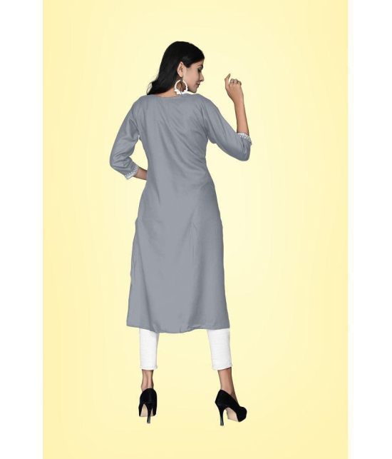 Kapadia - Grey Rayon Womens Straight Kurti ( Pack of 1 ) - None