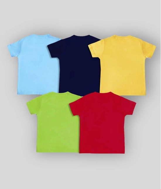 Supersquad Supersquad Blue , Black , Yellow , Green & Red Baby Boys Printed Pure Cotton T Shirt Pack of 5 - None