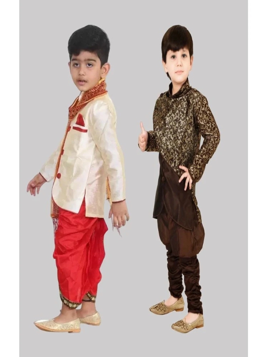 Coxxup Multicolor Silk Blend Boys Sherwani ( Pack of 2 ) - None