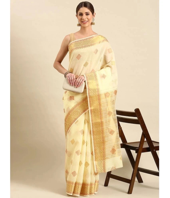 SHANVIKA - Yellow Chanderi Saree With Blouse Piece ( Pack of 1 ) - Yellow