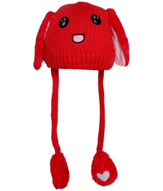 Zacharias Boy & Girl Winter Woolen Rabbit Moving Ear Cap (Free Size_Pack of 1) - None