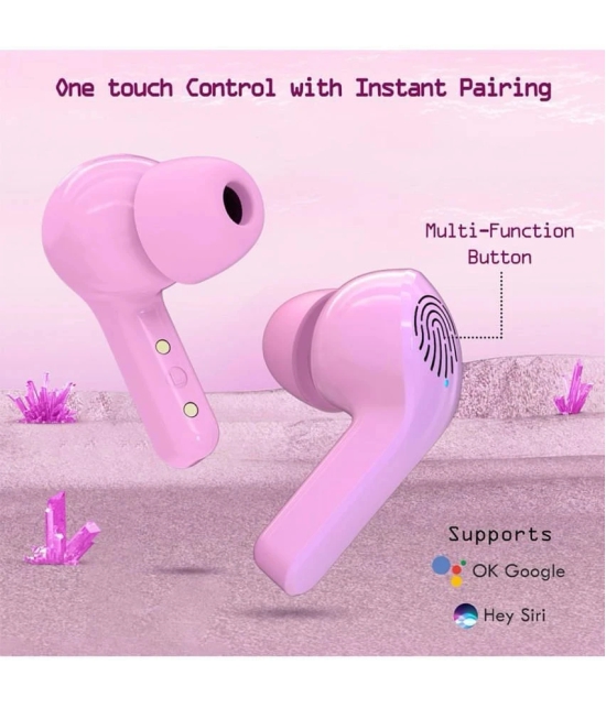 Neo N888 EARBUDS Bluetooth True Wireless (TWS) On Ear 4 Hours Playback Active Noise cancellation IPX4(Splash & Sweat Proof) Pink