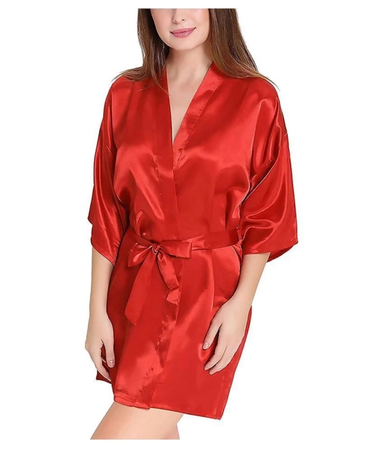 CELOSIA Satin Robes - Red Single - Free Size