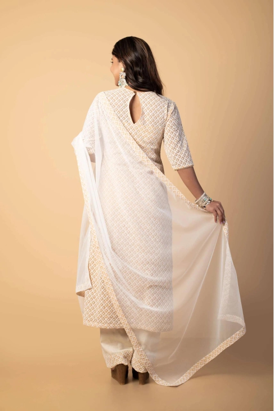  Dewdrop Beige Embroidered Kurta Set-2XL