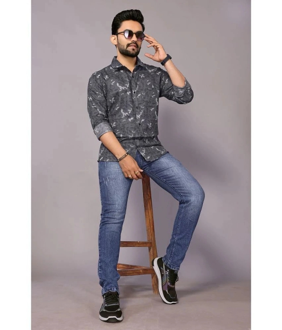 Anand Cotton Blend Regular Fit Printed Full Sleeves Mens Casual Shirt - Grey ( Pack of 1 ) - None