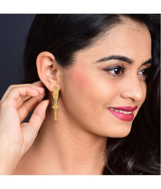 Vighnaharta Golden Jhumki Earrings ( Pack of 1 ) - Golden