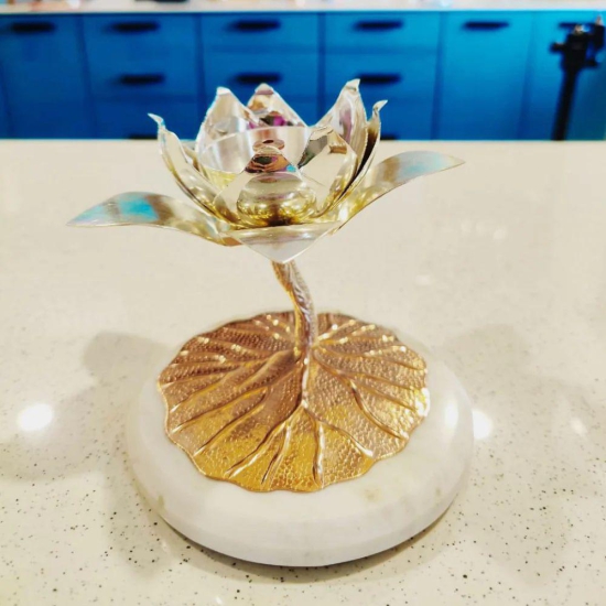 LaCoppera Copper Lotus Diya | with Red Velvet Box