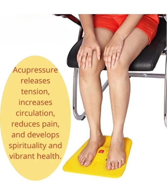 Horsefit  Manual Plastic Acupressure Foot Massager Plate with 24 Magnets for Stress Free, Blood Flow Controller, Pain Relief, Multicolor - Yellow