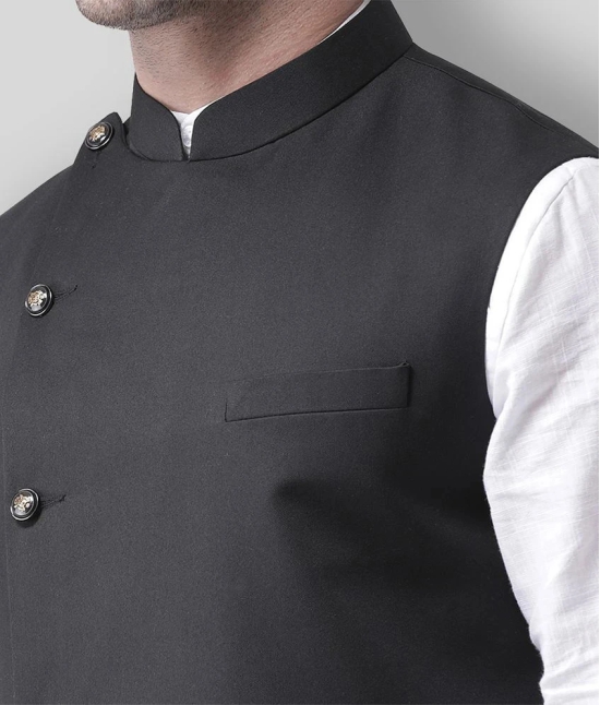 Hangup Black Cotton Blend Nehru Jacket - None