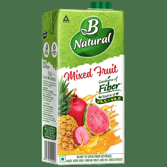 B Natural Mixed Fruit - Rich In Fibre, Vitamin C & E, 100% Indian Fruit & 0% Concentrate, 1 L Carton