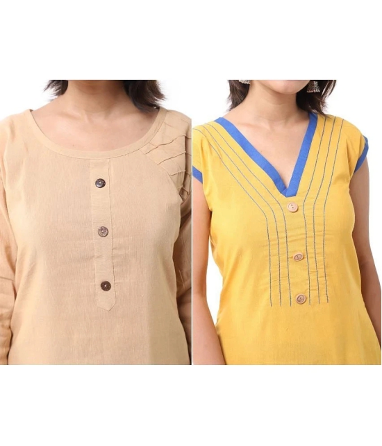 DESHBANDHU DBK - Multicolor Cotton Womens Straight Kurti ( Pack of 2 ) - None