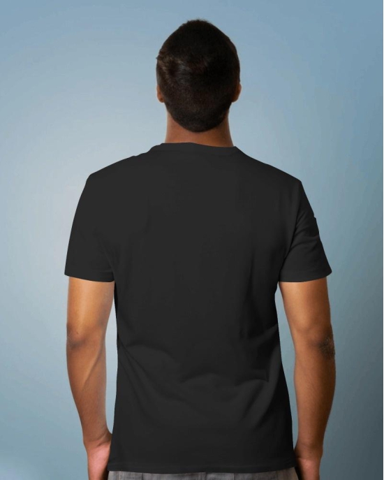 Half Sleeves Pocket Printed T-Shirts (Black)-Small