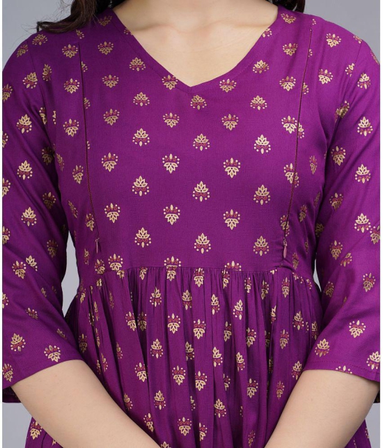 Smien - Purple Rayon Women's Anarkali Kurti ( Pack of 1 ) - None