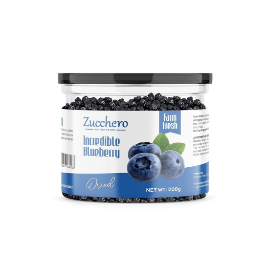 Zucchero Dried Blueberry, Jumbo whole, 200g - Rich Phytoflavinoids | Juiciest Berry | Californian