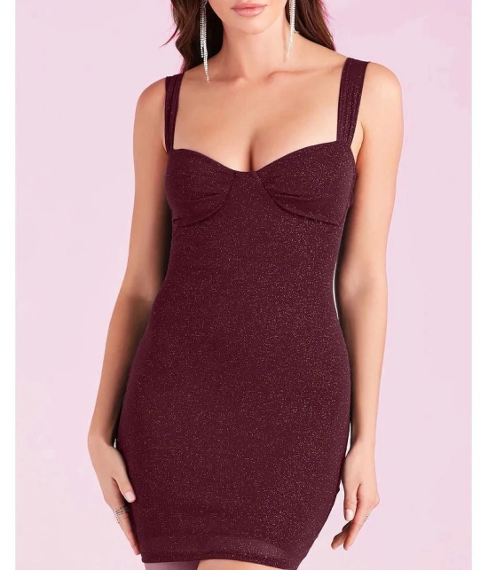 Addyvero Polyester Embellished Mini Womens Bodycon Dress - Maroon ( Pack of 1 ) - None