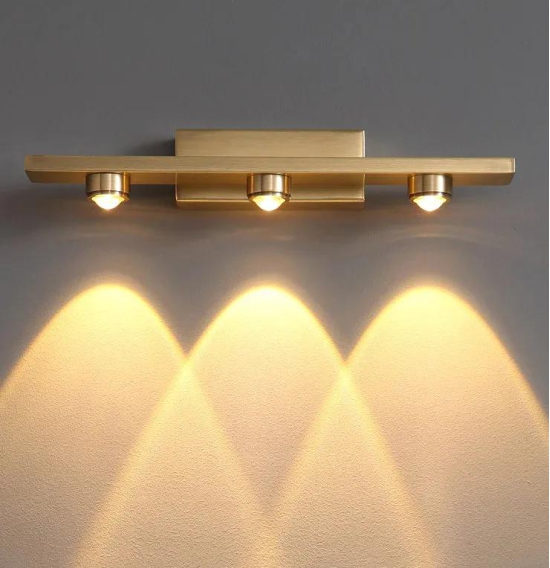 Hdc 3 Led Cob Golden Body Led Wall Light Mirror Vanity Picture Lamp - Warm White