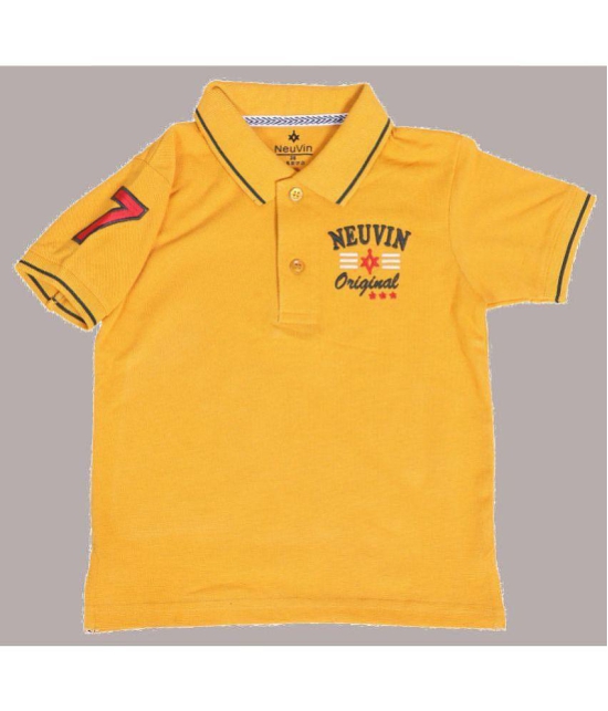 NEUVIN - Mustard Cotton Blend Boy's Polo T-Shirt ( Pack of 1 ) - None