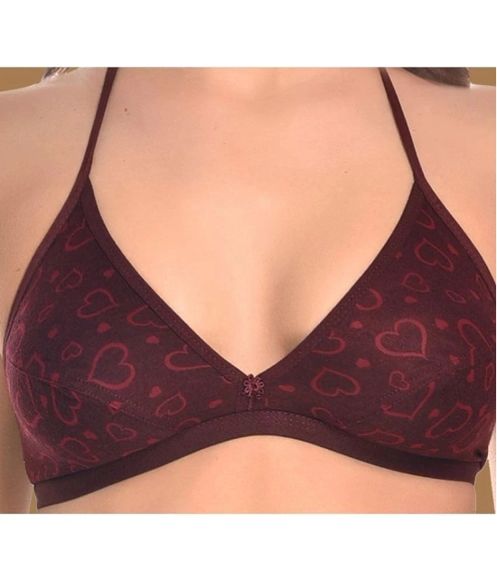 Madam - Maroon Cotton Blend Non Padded Womens Everyday Bra ( Pack of 1 ) - None