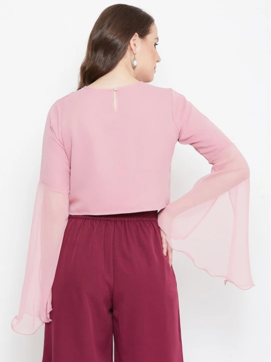 Women Peach-Coloured Solid Crop Top