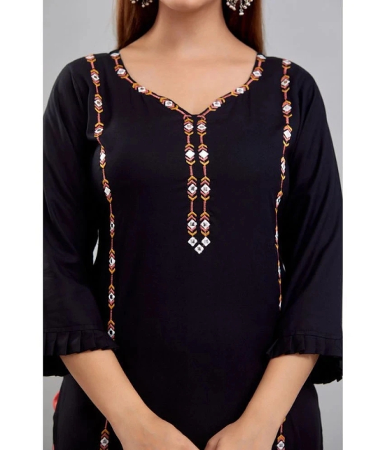 Kapadia - Black Rayon Womens Straight Kurti ( Pack of 1 ) - None