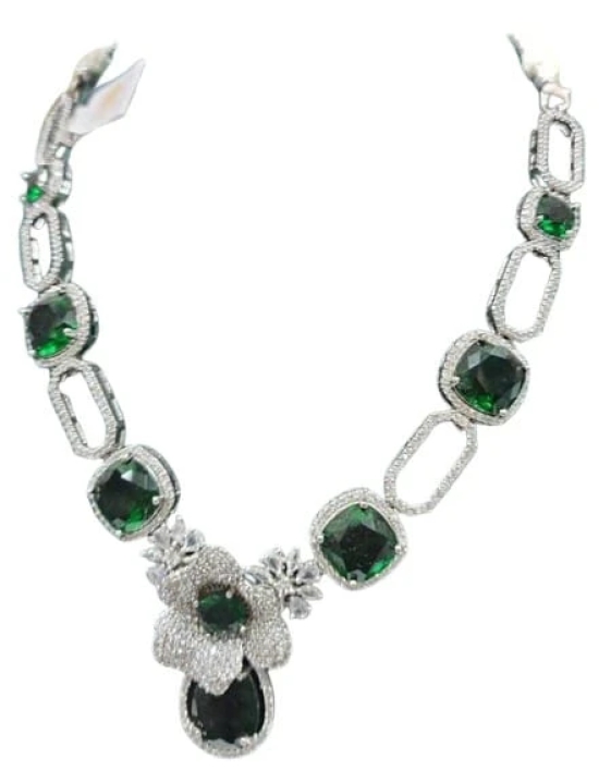 American Diamond Floral Statement Necklace