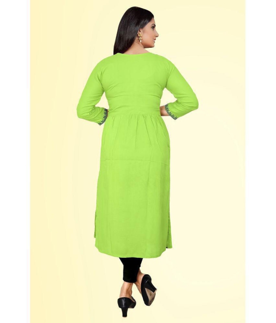 haya fashion - Lime Green Rayon Women's Straight Kurti ( Pack of 1 ) - None