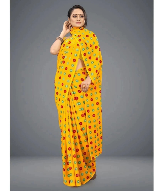 ANAND SAREES - Yellow Georgette Saree Without Blouse Piece ( Pack of 1 ) - Yellow