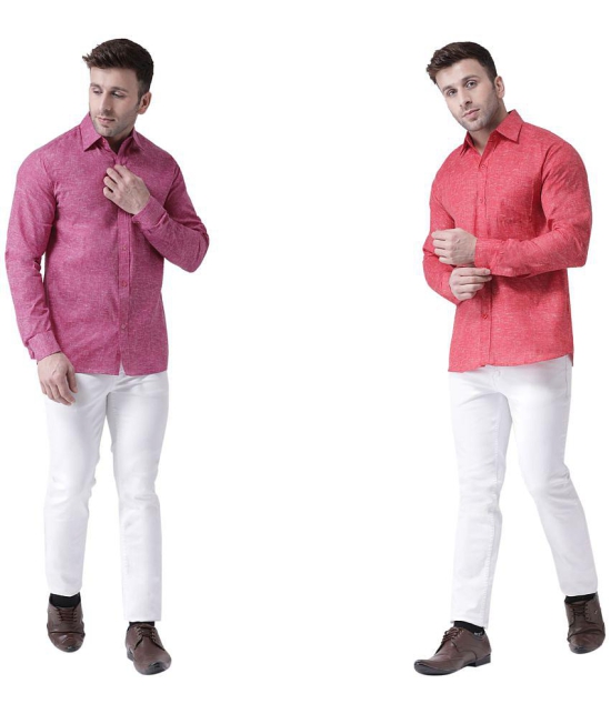 KLOSET By RIAG 100% Cotton Regular Fit Self Design Full Sleeves Men's Casual Shirt - Maroon ( Pack of 2 ) - None