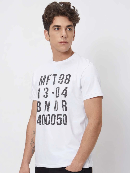 White  Graphic Plainslim Fit Casual T-Shirt