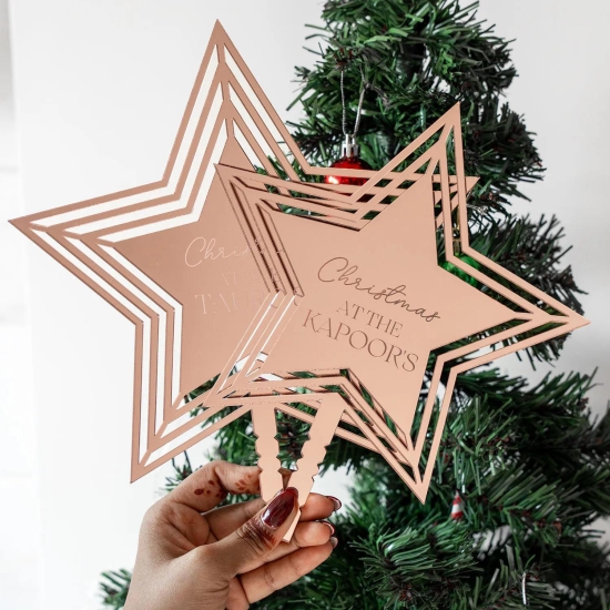 Personalized Tree Topper - Star - COD Not Applicable-Medium / Silver