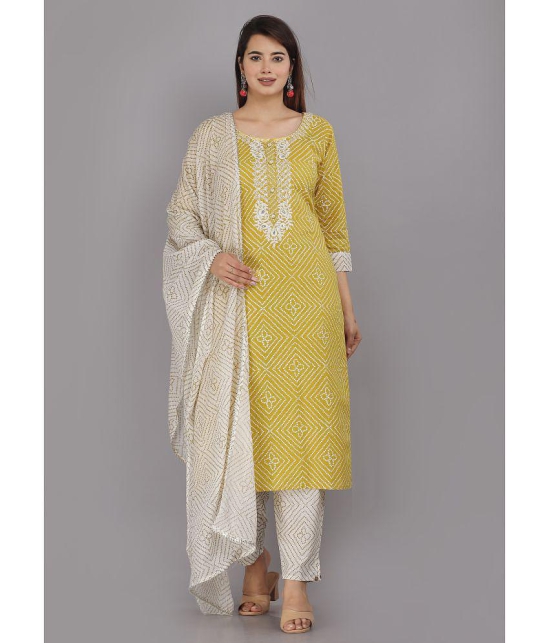 JC4U - Yellow Straight Cotton Womens Stitched Salwar Suit ( Pack of 1 ) - None