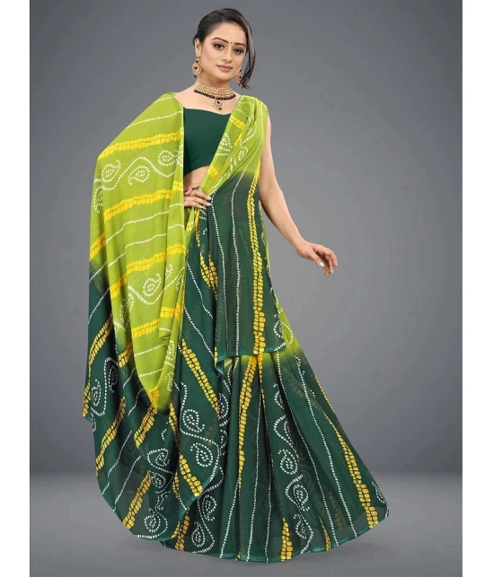 ANAND SAREES - Green Georgette Saree Without Blouse Piece ( Pack of 1 ) - Green