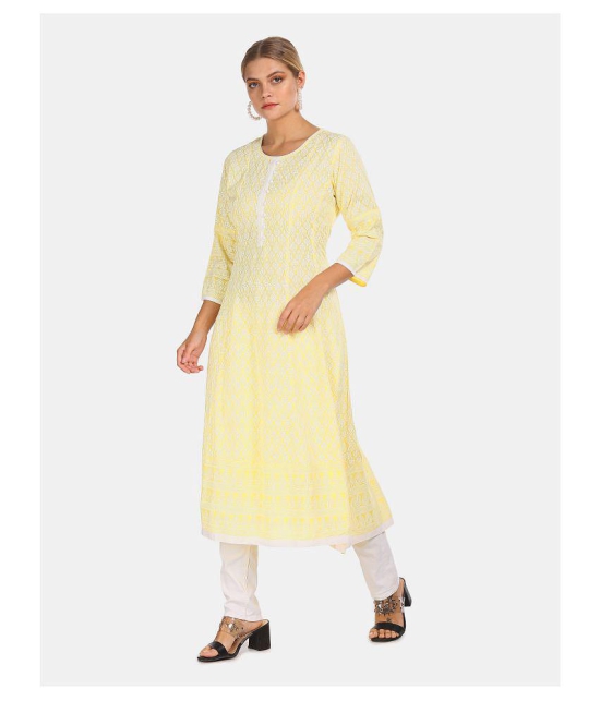 Anahi - Yellow Cotton Women's Flared Kurti ( Pack of 1 ) - XXL