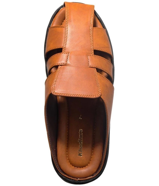 KHADIM Brown Synthetic Leather Sandals - None