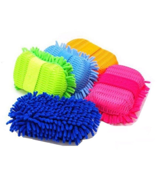 New Multi Colour Car Washing Sponge With Microfiber Washer Towel Duster For Cleaning Car.(1pcs)