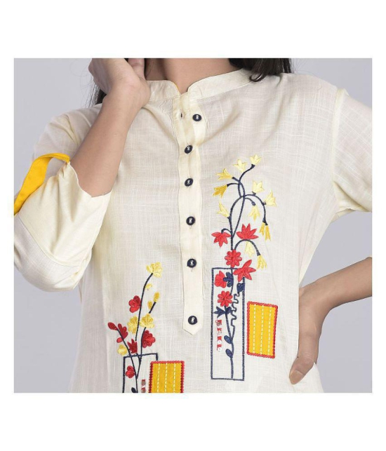 Kbz White Rayon Straight Kurti - 3XL