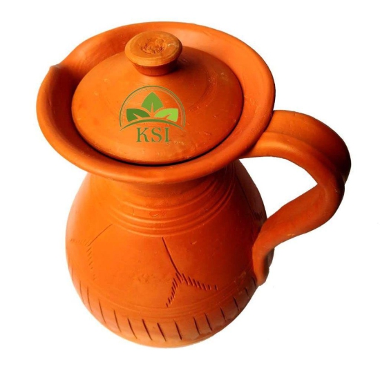 KSI Clay Water Jug Terracotta Clay Jug for Water Storage and Serving Handmade Earthenware Mitti ka Jug 1.7 litres