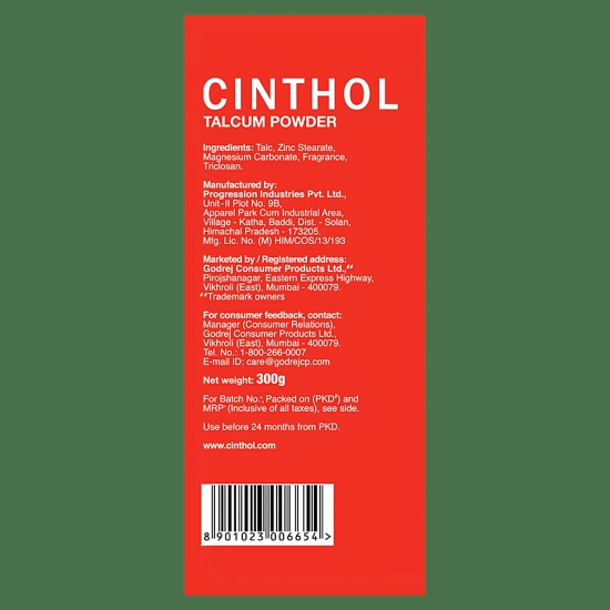 Cinthol Original Talc - Antiperspirant, Germ Protection, Lasting Fragrance, 300 G