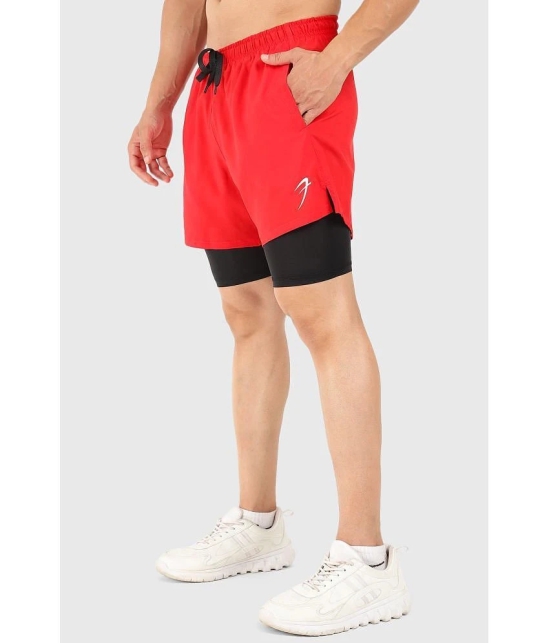 Fuaark Red Polyester Lycra Mens Gym Shorts ( Pack of 1 ) - None