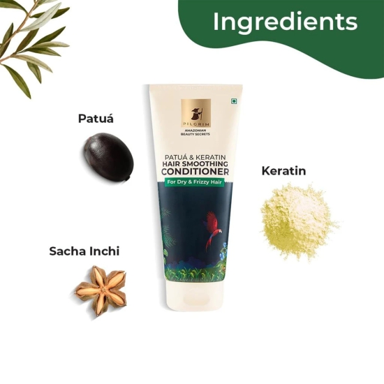 PILGRIM Amazonian Patu? & Keratin Hair SMOOTHING CONDITIONER for Dry & frizzy hair with Sacha Inchi | Hair conditioner for smooth & silky hair | Silicone free | Women & Men | 200 ml